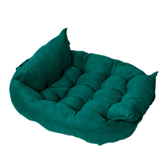 Plush teal pet bed with cozy cushioned design for cats and dogs