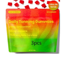 Daily Tanning Gummies with Astaxanthin, Lycopene, Beta Carotene – Sour Watermelon Flavor, 3pcs