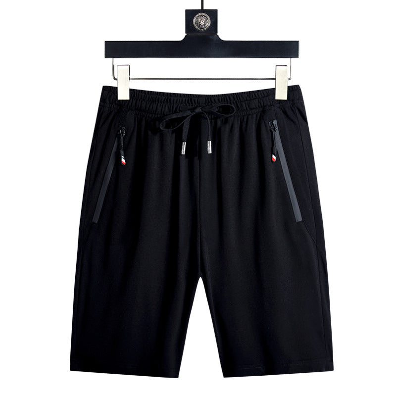 Black drawstring shorts with side zippers, ideal for casual wear or gifting
