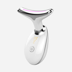 White facial massager with purple LED light, sleek design for skincare routines