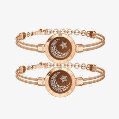 Rose gold moon and star charm bracelets, elegant gift for her, celestial jewelry design