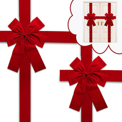 Red velvet gift bows with ribbons, perfect for holiday door decor and festive presents