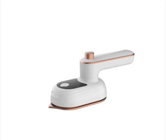White and rose gold handheld garment steamer for wrinkle removal