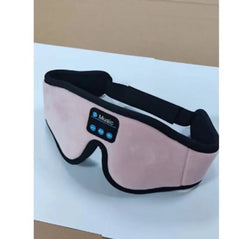 Pink music eye mask with Bluetooth controls for relaxation and sleep aid