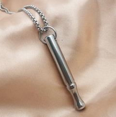 Stainless steel dog whistle pendant on chain, sleek design for pet training and gifts