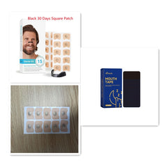 Black 30 Days Square Patch starter kit with mouth tape and adhesive sleep aids for snoring relief