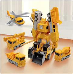 Yellow construction vehicle toys transforming into robot, perfect gift for kids