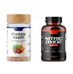 Prostate health supplement with mushroom blend and nitric oxide booster capsules for men's wellness