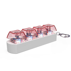 LED keychain with 4 glowing red switches, fun gift for tech lovers