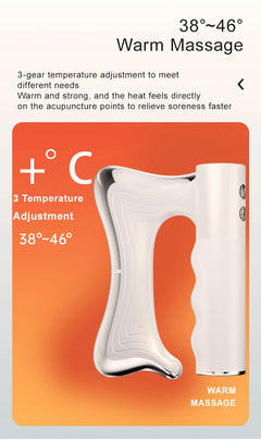 White warm massage device with 3 temp settings 38°-46° for soreness relief