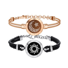 Sun and moon charm bracelets, celestial jewelry gifts for her, stylish bangle set with star and sun designs