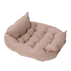 Soft pink plush pet bed with cozy cushioned design for cats or small dogs