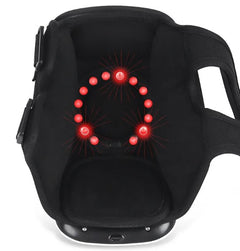 Black back brace with red LED therapy lights for pain relief and posture support