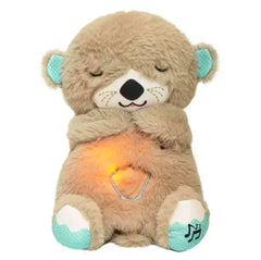 Cuddly plush otter with glowing heart, soothing nightlight for kids, soft stuffed animal gift
