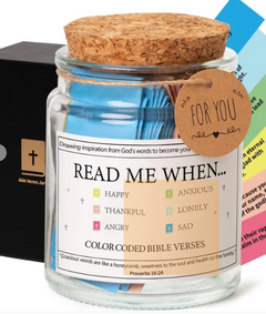 Read Me When Jar with Color Coded Bible Verses for Happy, Sad, Lonely, Thankful Moments