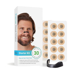 Black nasal dilator starter kit with 30-day supply for better breathing during sleep and sports