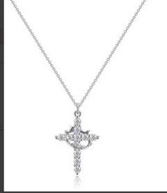 Elegant diamond cross pendant necklace, perfect gift for her, sparkling faith jewelry