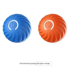 Blue and orange gravitational jumping balls with power button design, fun fitness toys for kids and adults