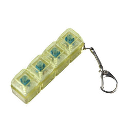 Clear yellow keychain with blue switch buttons, fun gift for tech lovers