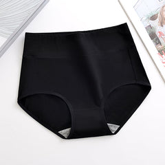 Black high-waisted women's underwear with gray gusset, comfortable everyday intimate wear