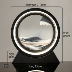 Modern sand art decoration with LED ring, 21.5cm diameter, perfect for home or office gifting