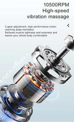 High-speed 10500RPM vibration massage motor with 3-gear adjustment for deep muscle relief