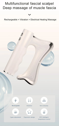 Rechargeable facial scalpel with vibration and heating for deep muscle fascia massage