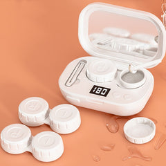 White contact lens case with digital timer, ideal for travel and daily use