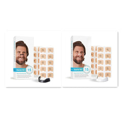 Nasal dilator starter kit with 15 strips for better sleep and sports performance, shown with black and white applicators