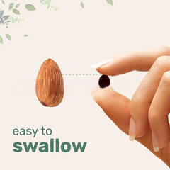 Small easy-to-swallow supplement capsule compared to an almond, ideal for family health gifts