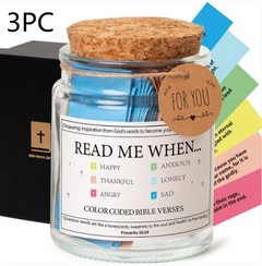 Read Me When Bible Verses Jar with color-coded cards for happy, sad, anxious moments – inspirational gift