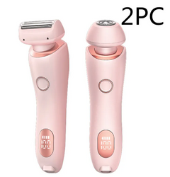 Pink 2-piece electric shaver and epilator set for women, rechargeable with LCD display