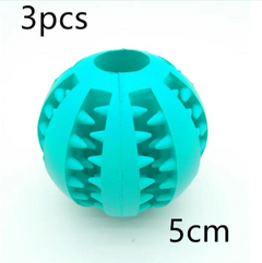 Teal pet chew toy ball with spikes, 5cm size, 3pcs pack for dogs