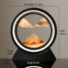 Modern sand art decor with LED ring, 21.5cm diameter, perfect for home or office gifting