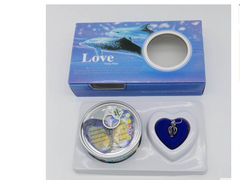 Heart-shaped blue jewelry box with dolphin gift set, perfect for family love gifts