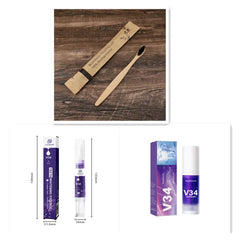 Bamboo toothbrush and V34 teeth whitening essence set for eco-friendly oral care