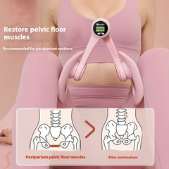 Pink pelvic floor exerciser for postpartum recovery, strengthens muscles with digital counter