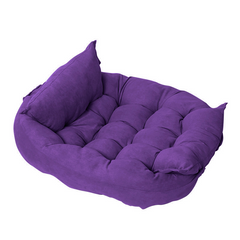 Purple plush pet bed with cozy cushioned design for cats or dogs