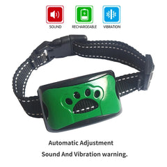 Rechargeable dog collar with sound and vibration training, automatic adjustment for pet behavior correction