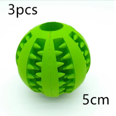 Green 5cm pet chew ball toy, 3pcs set for dogs, textured spikes for dental care