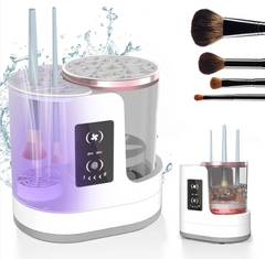 Electric makeup brush cleaner with UV sterilizer, automatic spinning wash for beauty tools