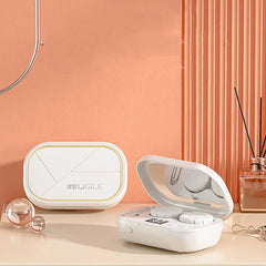 MUGLE contact lens case with digital timer, compact travel storage for daily wear lenses