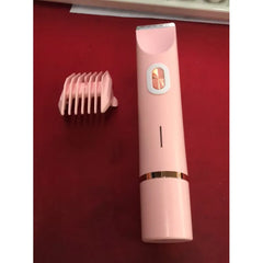 Pink cordless hair trimmer with guide comb, ideal for personal grooming and family use