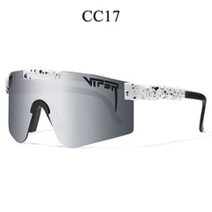 Stylish Viper CC17 shield sunglasses with speckled white arms and mirrored lens, perfect for outdoor gifts