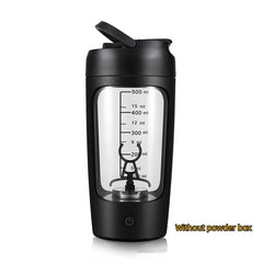 Black portable blender with measurement markings, ideal for smoothies and protein shakes