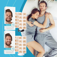 Nasal dilator starter kit for better sleep and breathing, shown with couple resting peacefully in bed