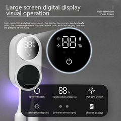 UV sterilizer with large digital display showing disinfection progress, power, and air-dry status