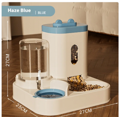 Haze Blue automatic pet feeder with water dispenser, 27cm height, ideal for cats and dogs