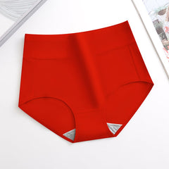 Red high-waist women's underwear with gray cotton lining, ideal gift for her