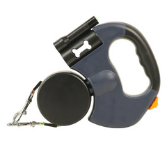 Retractable dog leash with bone design and flashlight, ideal for pet owners